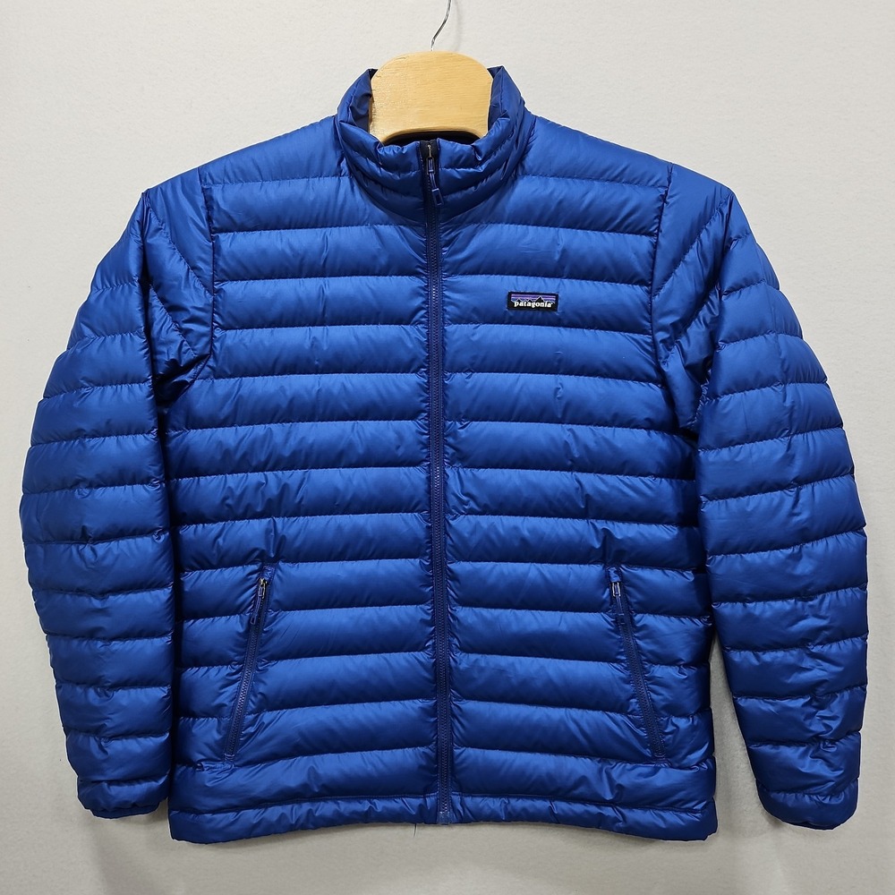 Patagonia Down Sweater 800 Fill Jacket Mens Large Blue Quilted Zip Outdoor 84674